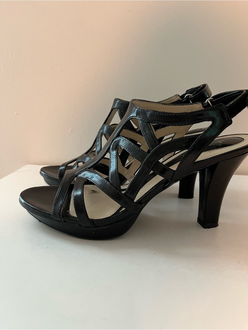 Naturalizer Black Patent Strappy High Heel Sandals - Picture 5 of 6